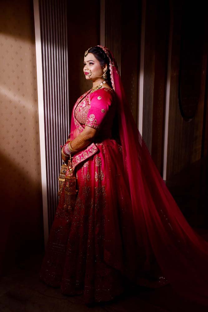 Beautiful Indian Bride in Pink Wedding Dress