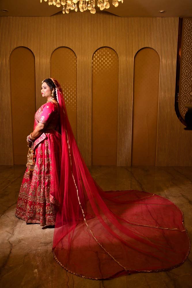 Beautiful Indian Bride in Pink Wedding Dress