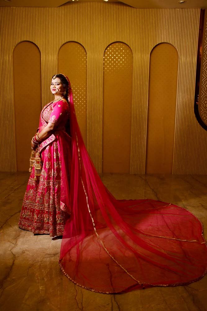 Beautiful Indian Bride in Pink Wedding Dress
