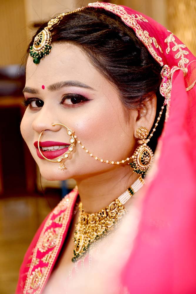 Beautiful Indian Bride in Pink Wedding Dress