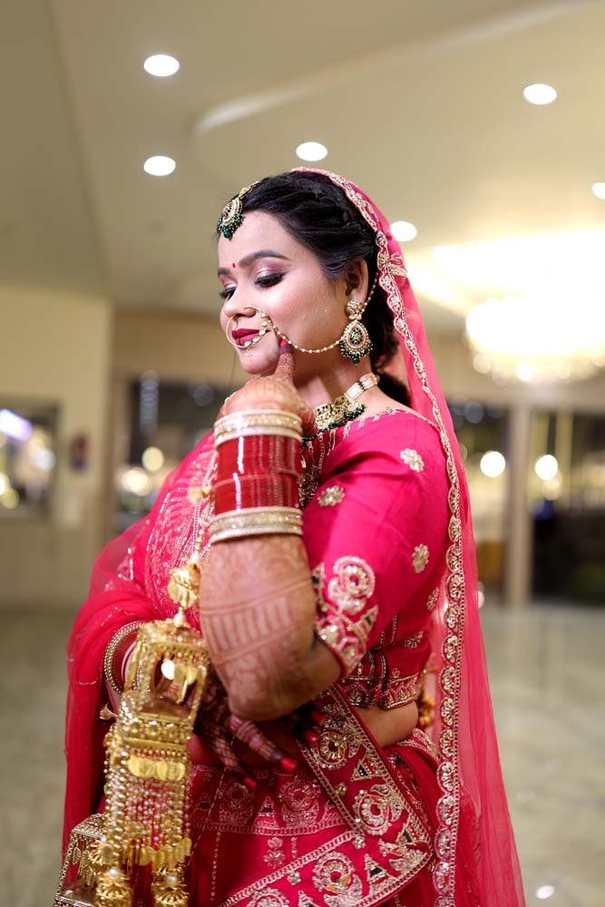 Beautiful Indian Bride in Pink Wedding Dress