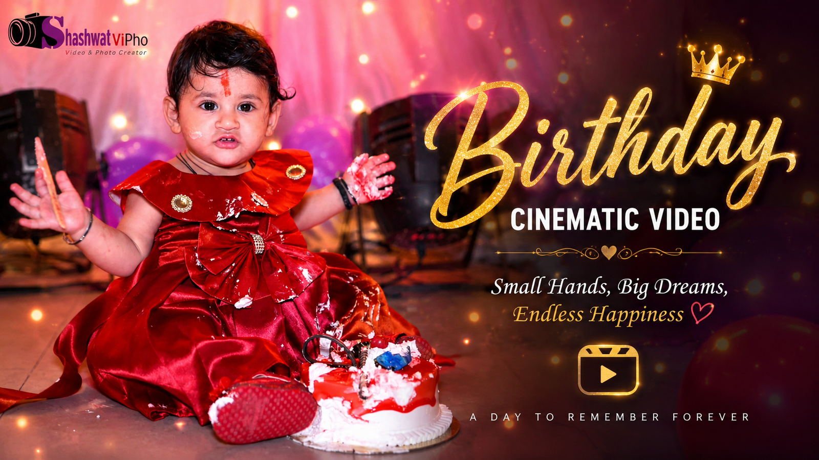 First Birthday Celebration Cinematic Video with Colorful Balloon Decoration