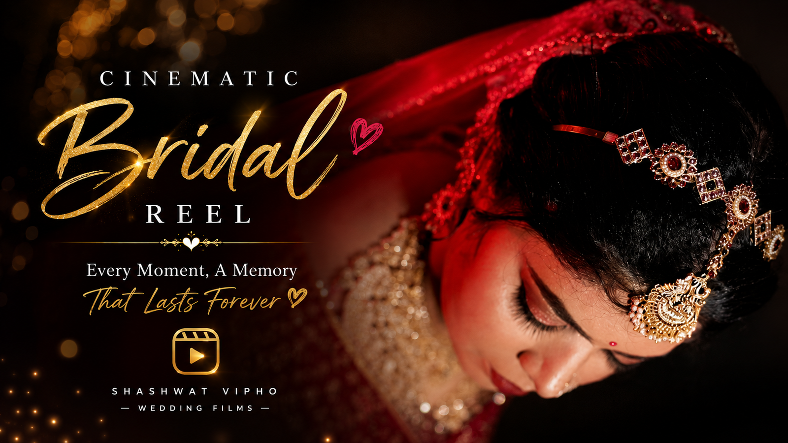 Cinematic bridal reel featuring a bride in traditional red bridal attire with elegant jewellery and a beautiful bridal look.
